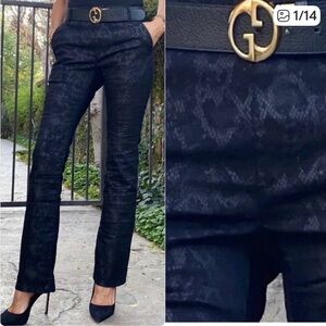 Bevy Flog Dafna Black Python Stretchy Pull On Elastic Waist Pants Womens 30
